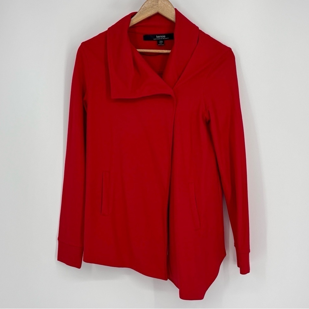 Stitch Fix Kensie Red Mally Ponte Asymmetrical Draped Knit Jacket Size Small
